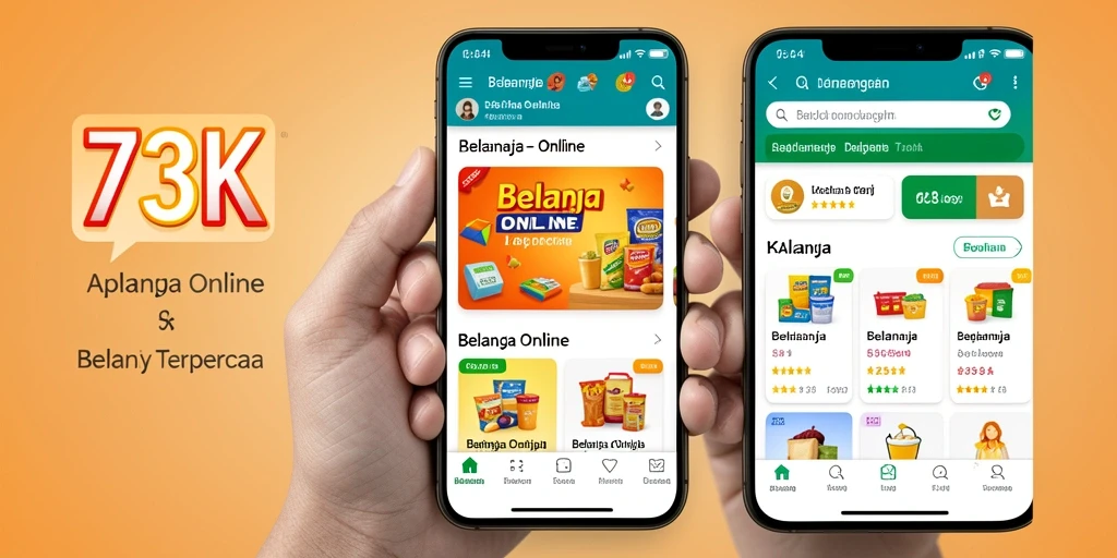 Tampilan antarmuka aplikasi 73K yang memudahkan belanja online.
