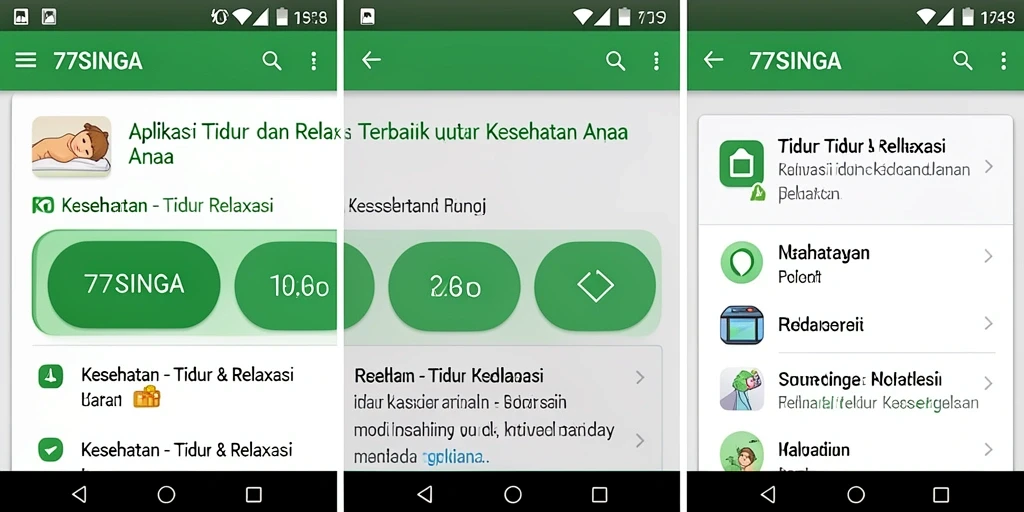 Antarmuka 77SINGA dengan pilihan suara relaksasi yang nyaman.