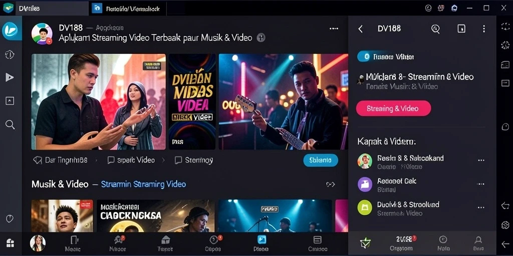 Tampilan antarmuka DV188 saat menampilkan konten streaming video.