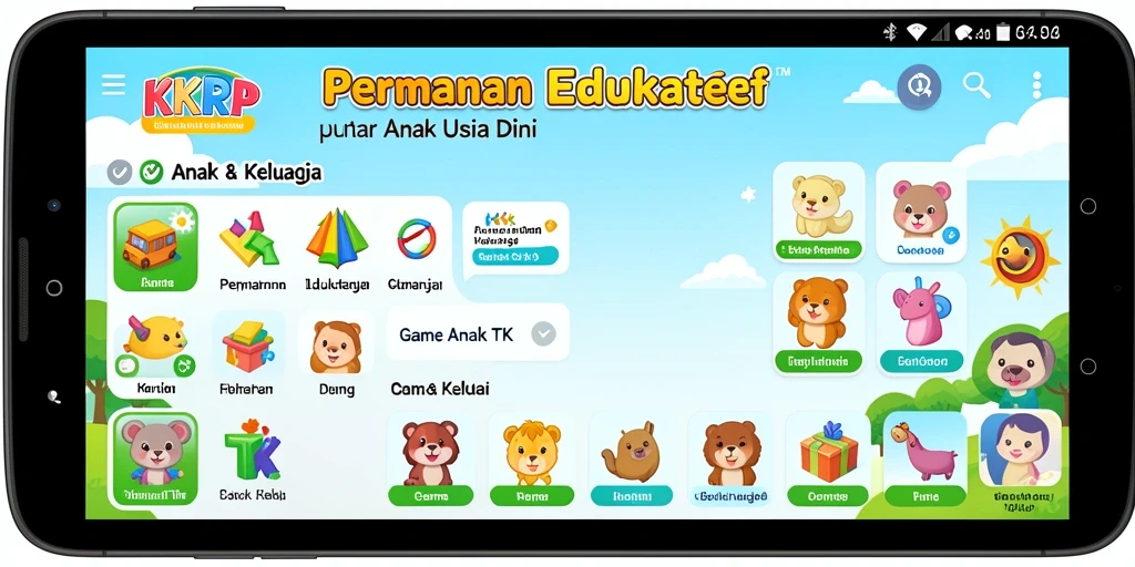 Antarmuka menarik KKRP dengan berbagai permainan edukatif untuk anak.