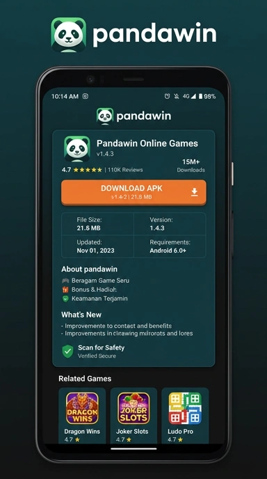 Tampilan halaman APK pandawin