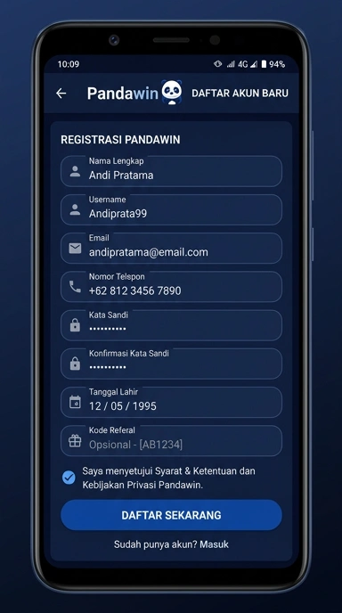 Tampilan halaman daftar pandawin